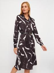 Атласное платье-рубашка с воротником и акцентном на талии ZOLLA