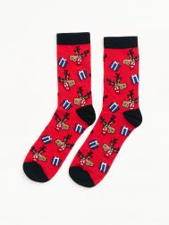 Высокие носки с новогодним узором ZOLLA