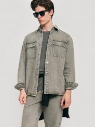 Джинсовая куртка-рубашка из хлопка на кнопках ZOLLA