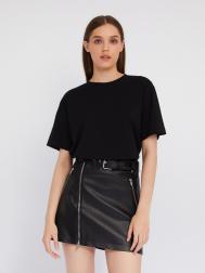 Юбка длины мини из экокожи с молниями и ремнём ZOLLA