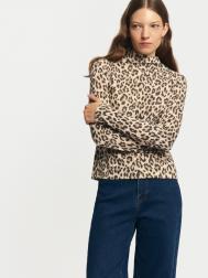 Тонкая леопардовая водолазка с горлом ZOLLA
