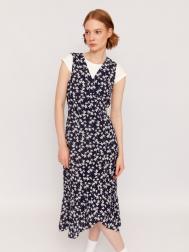 Платье миди из вискозы на запах с воланом ZOLLA