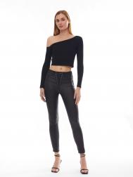 Брюки Skinny из экокожи с акцентной шнуровкой ZOLLA