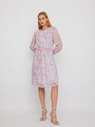 Шифоновое платье с цветочным принтом и поясом ZOLLA