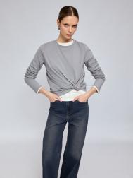 Трикотажный прямой лонгслив из хлопка ZOLLA