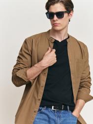 Офисная рубашка из хлопка с воротником-стойкой ZOLLA