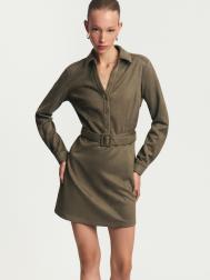 Платье-рубашка из экозамши с ремнём ZOLLA