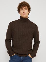 Вязаная водолазка-свитер с фактурным узором косы ZOLLA