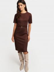Платье из экозамши с коротким рукавом ZOLLA