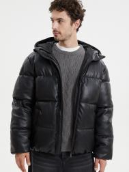 Тёплая куртка из экокожи с капюшоном ZOLLA