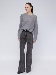 Джинсы силуэта Wide с высокой посадкой и стразами ZOLLA