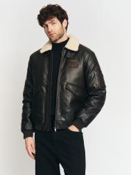 Тёплая куртка-авиатор из экокожи на синтепоне ZOLLA
