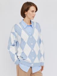 Трикотажный кардиган на пуговицах с узором в ромб ZOLLA