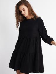 Ярусное замшевое платье мини с укороченными рукавами ZOLLA