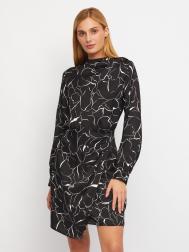 Атласное платье длины мини с драпировкой и подолом на запах ZOLLA