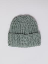 Тёплая вязаная шапка-бини из акрила с отворотом ZOLLA