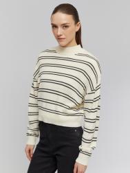 Вязаный свитер в полоску с воротником-стойкой ZOLLA