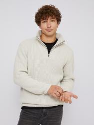 Вязаный шерстяной свитер с воротником на молнии ZOLLA