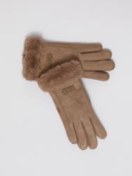 Тёплые перчатки с опушкой и подкладкой из экомеха ZOLLA