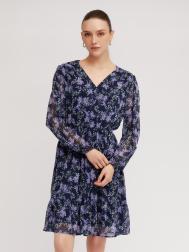 Шифоновое платье длины мини с вырезом и воланом ZOLLA