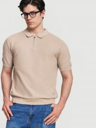 Трикотажный джемпер поло из хлопка с коротким рукавом ZOLLA