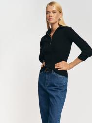 Вязаный свитер с воротником-стойкой на молнии ZOLLA