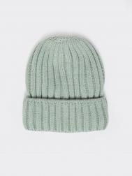 Тёплая вязаная шапка-бини с отворотом ZOLLA