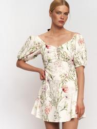 Платье мини из хлопка с цветочным принтом ZOLLA