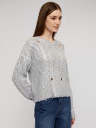 Вязаный рваный джемпер с блеском и узором косы ZOLLA