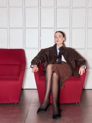 Короткая куртка-бомбер из экокожи с воротником ZOLLA