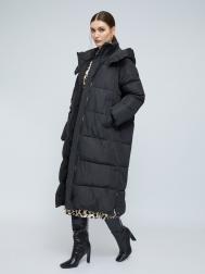 Тёплая стёганая куртка-пальто с капюшоном и двойным воротником ZOLLA