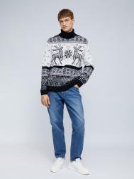 Вязаный свитер из акрила со скандинавским узором с оленями ZOLLA
