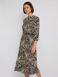 Платье длины миди из вискозы с принтом и ремнём на талию ZOLLA