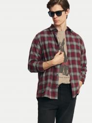 Рубашка из хлопка с длинным рукавом и узором в клетку ZOLLA