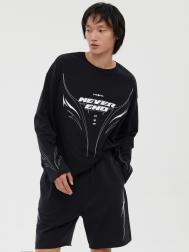 Однотонный лонгслив из хлопка с принтом ZOLLA