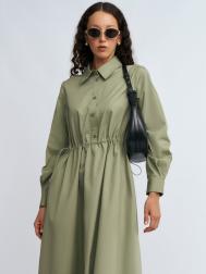 Платье-рубашка миди из хлопка с кулиской ZOLLA