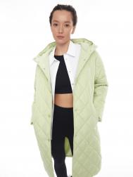 Длинная утеплённая стёганая куртка-пальто на синтепоне с капюшоном ZOLLA