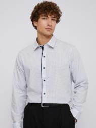 Офисная полуприталенная рубашка с мелким принтом ZOLLA