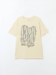 Футболка оверсайз из хлопка с принтом-надписью ZOLLA