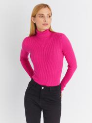 Джемпер-водолазка из тонкого вязаного трикотажа с фактурой-риб ZOLLA