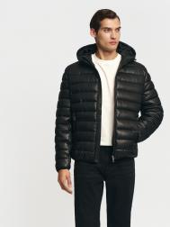 Утеплённая куртка из экокожи на молнии с капюшоном ZOLLA