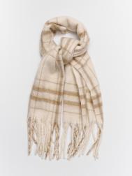 Тёплый шарф в клетку с длинной бахромой ZOLLA