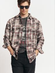Рубашка из хлопка с длинным рукавом и узором в клетку ZOLLA