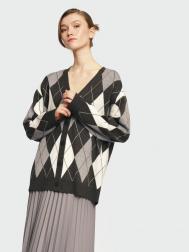 Трикотажный кардиган в ромб на пуговицах ZOLLA