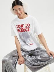 Футболка из хлопка с новогодним принтом ZOLLA