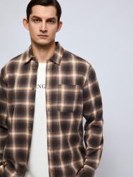 Рубашка из хлопка с длинным рукавом и узором в клетку ZOLLA