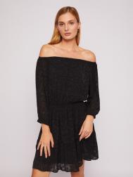 Ярусное шифоновое платье мини с открытыми плечами ZOLLA