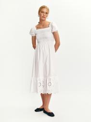 Платье из хлопка на резинке с вышивкой ришелье ZOLLA