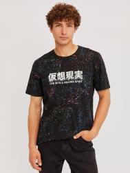 Футболка из хлопка с иероглифами ZOLLA