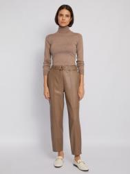 Брюки силуэта Slim из экокожи с поясом ZOLLA